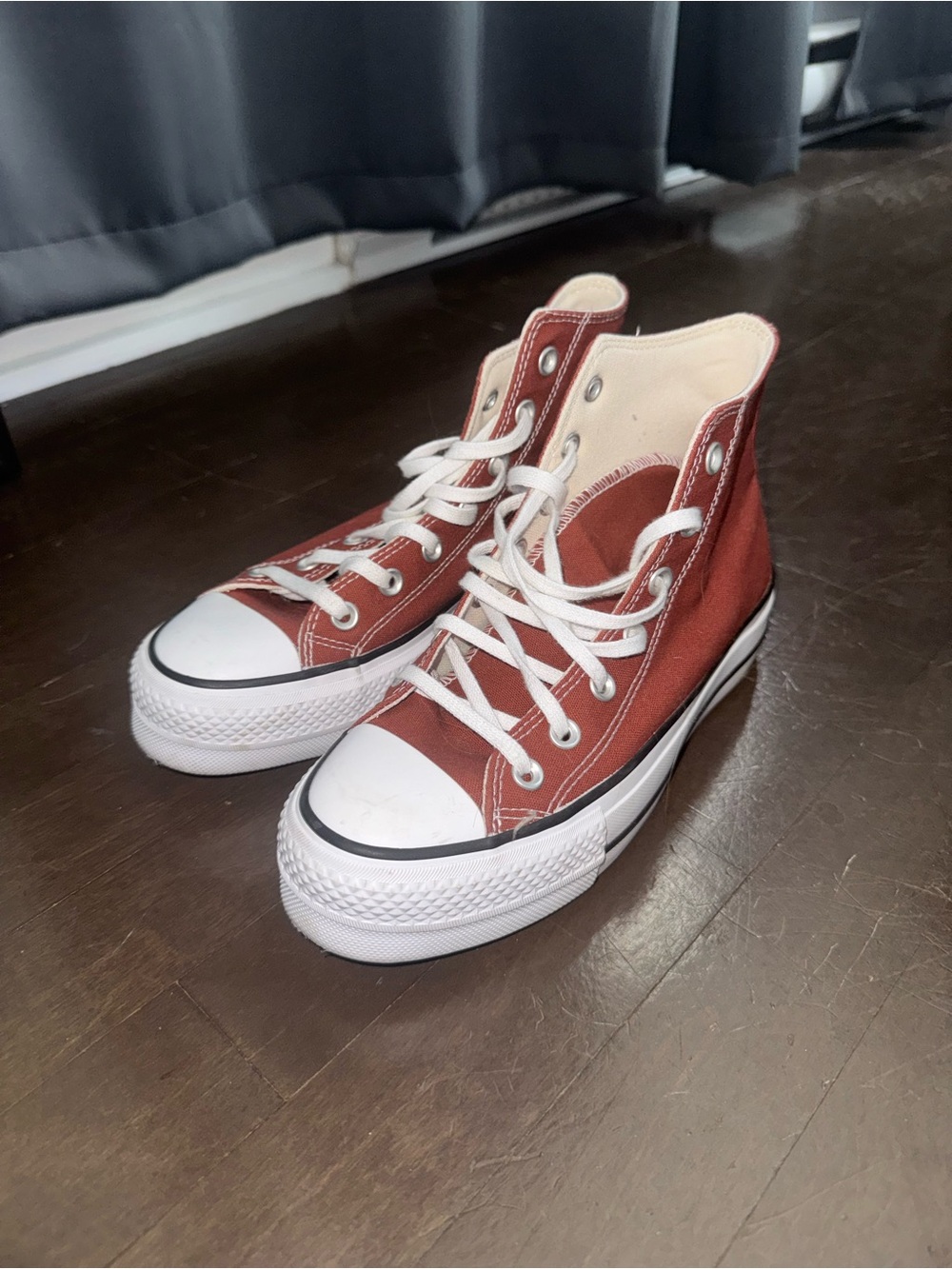 Converse Women Platform High-Top Sneakers in Rust
